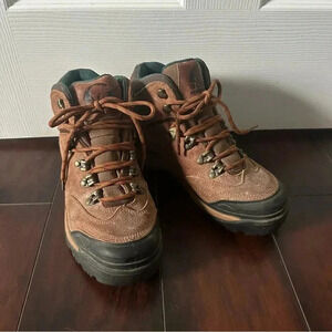 Size 7 Women’s Sorel Brown  and Green Leather High Ankle Waterproof Hiking Boots